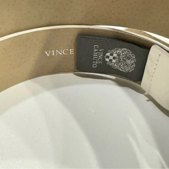 Vince Camuto White Wide Belt Silver Double Ring Buckle Statement - Picture 7 of 11